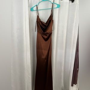 Brown Nahla satin prom dress